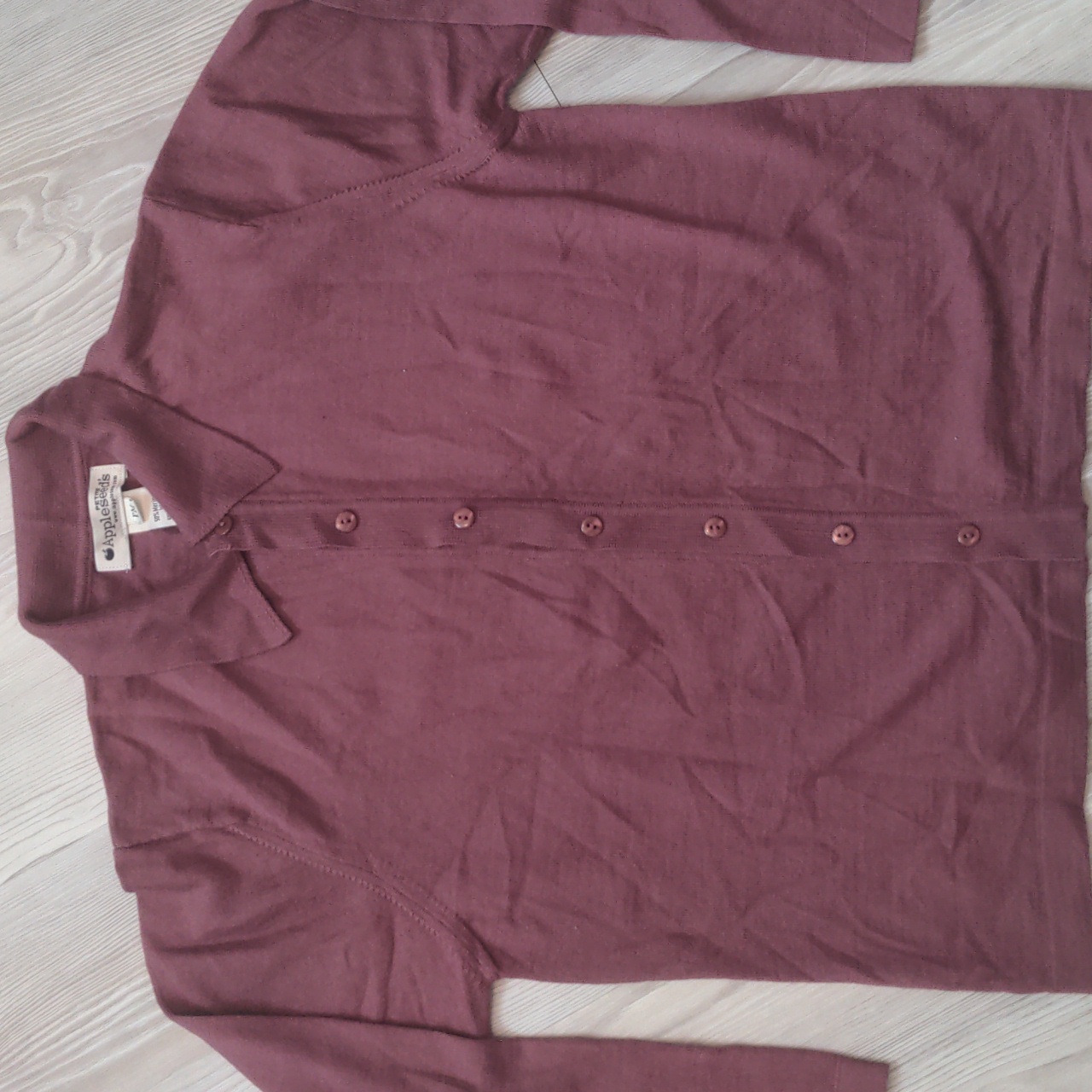Merino Wool Blend Appleseed's Petites Button Up Cardigan Sweater Dusty Rose Colo
